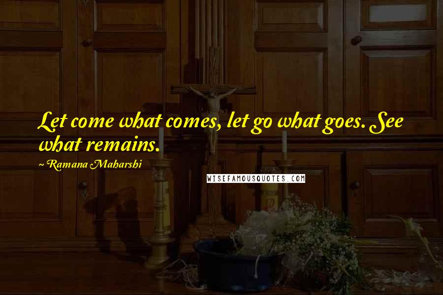 Ramana Maharshi Quotes: Let come what comes, let go what goes. See what remains.