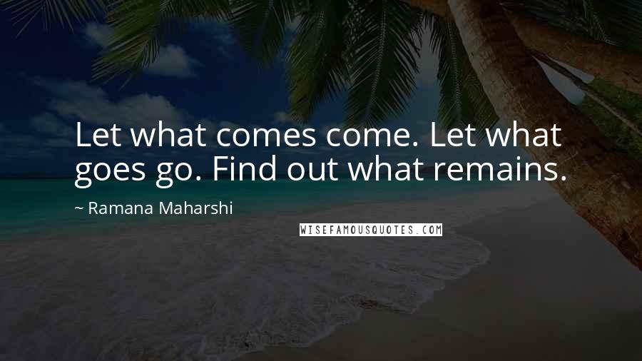 Ramana Maharshi Quotes: Let what comes come. Let what goes go. Find out what remains.