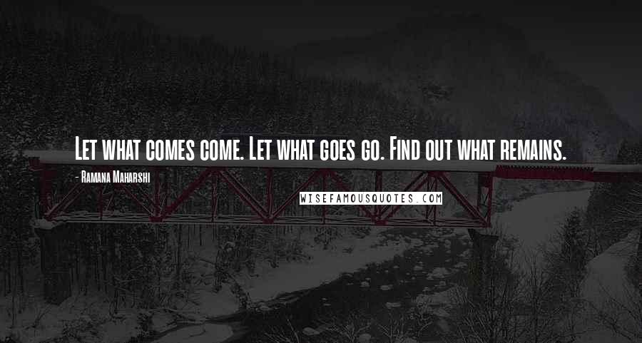 Ramana Maharshi Quotes: Let what comes come. Let what goes go. Find out what remains.