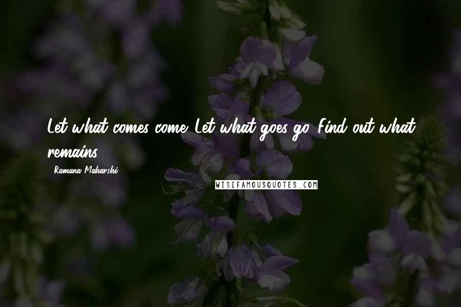 Ramana Maharshi Quotes: Let what comes come. Let what goes go. Find out what remains.