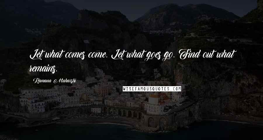 Ramana Maharshi Quotes: Let what comes come. Let what goes go. Find out what remains.