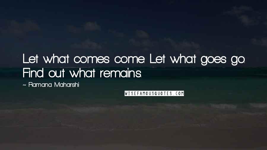 Ramana Maharshi Quotes: Let what comes come. Let what goes go. Find out what remains.