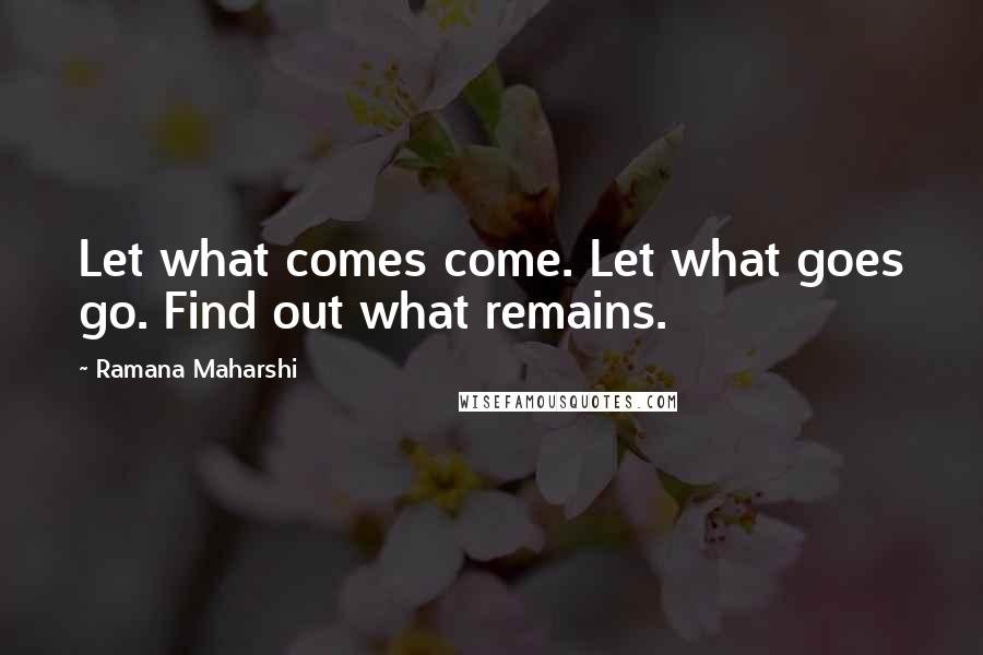 Ramana Maharshi Quotes: Let what comes come. Let what goes go. Find out what remains.