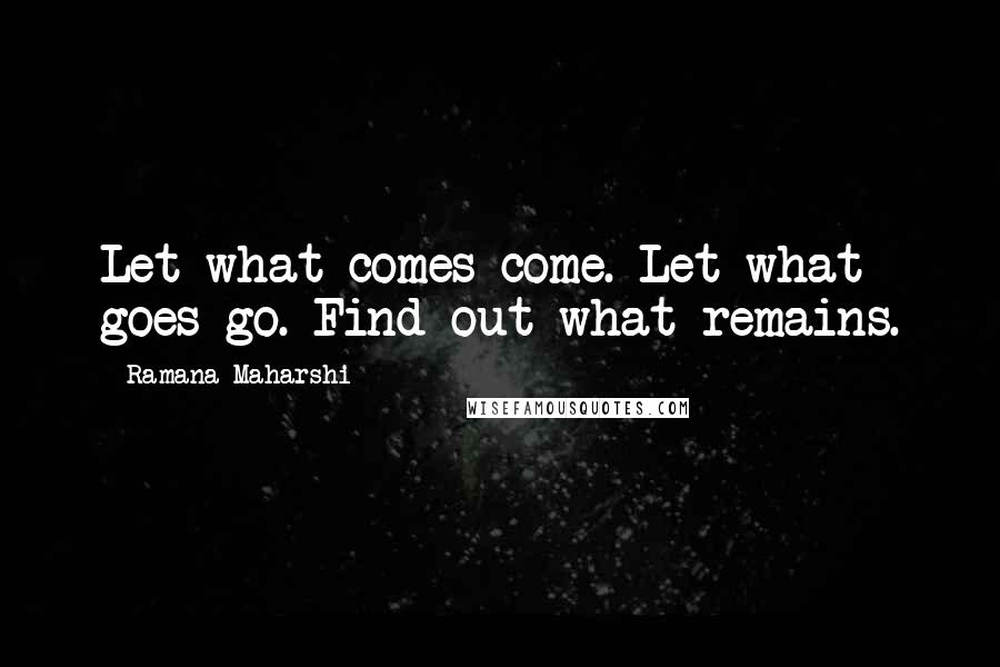 Ramana Maharshi Quotes: Let what comes come. Let what goes go. Find out what remains.