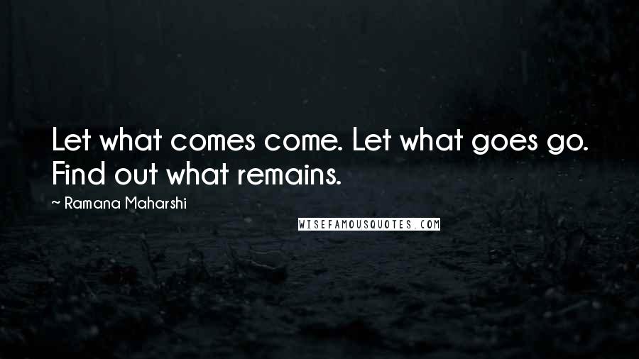 Ramana Maharshi Quotes: Let what comes come. Let what goes go. Find out what remains.