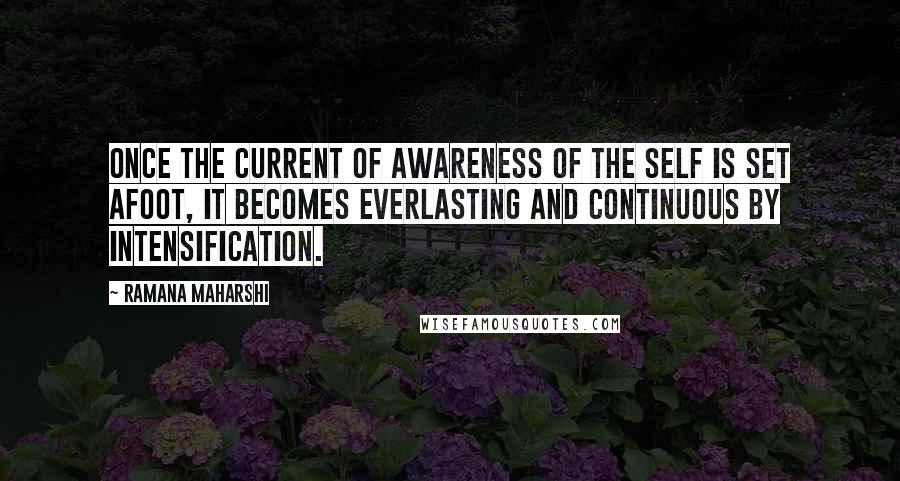 Ramana Maharshi Quotes: Once the current of awareness of the self is set afoot, it becomes everlasting and continuous by intensification.