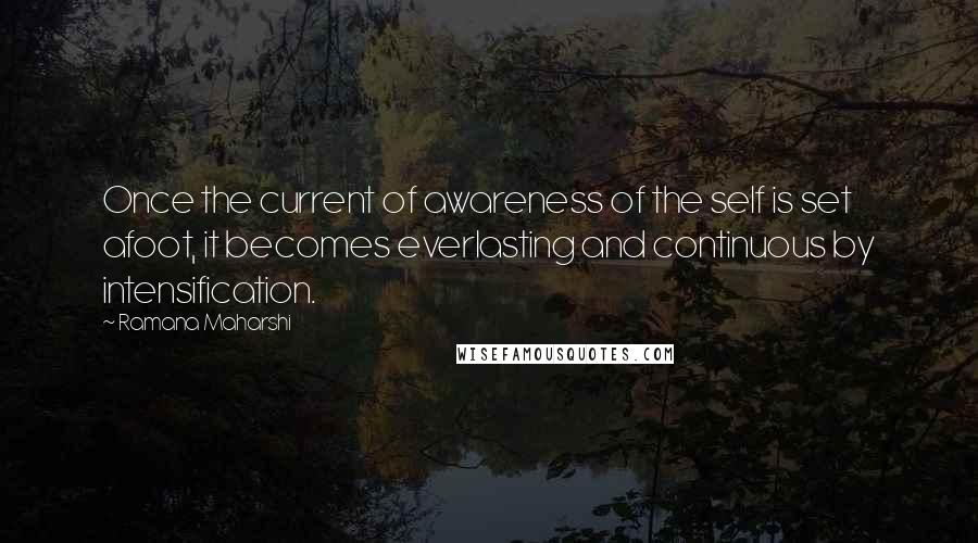 Ramana Maharshi Quotes: Once the current of awareness of the self is set afoot, it becomes everlasting and continuous by intensification.