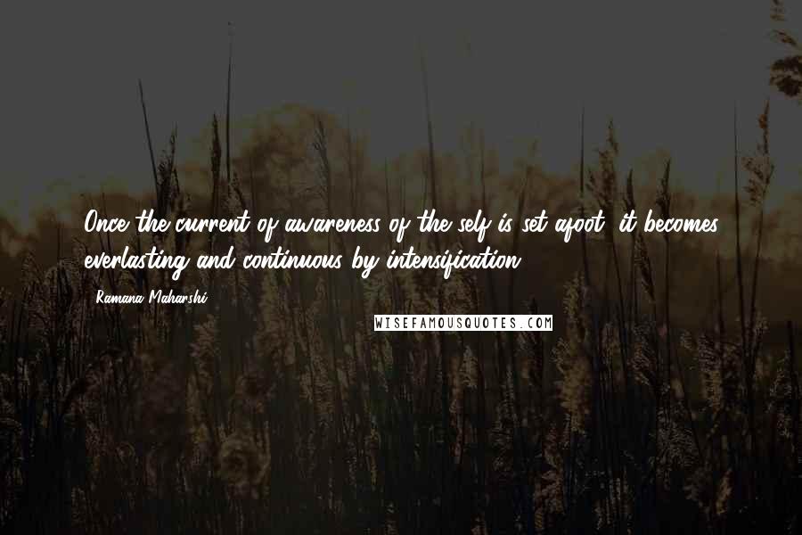Ramana Maharshi Quotes: Once the current of awareness of the self is set afoot, it becomes everlasting and continuous by intensification.