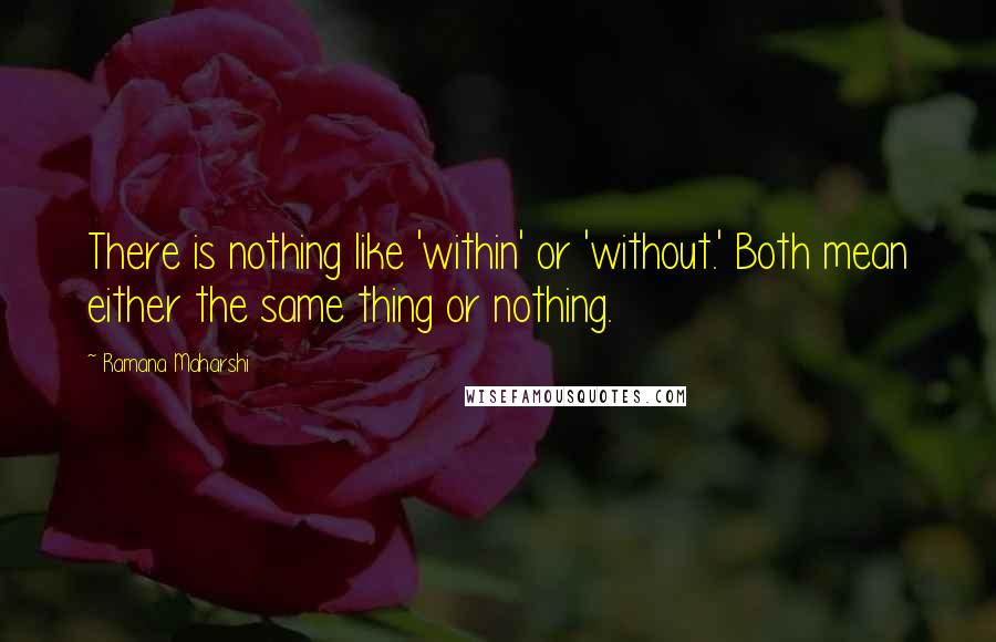 Ramana Maharshi Quotes: There is nothing like 'within' or 'without.' Both mean either the same thing or nothing.