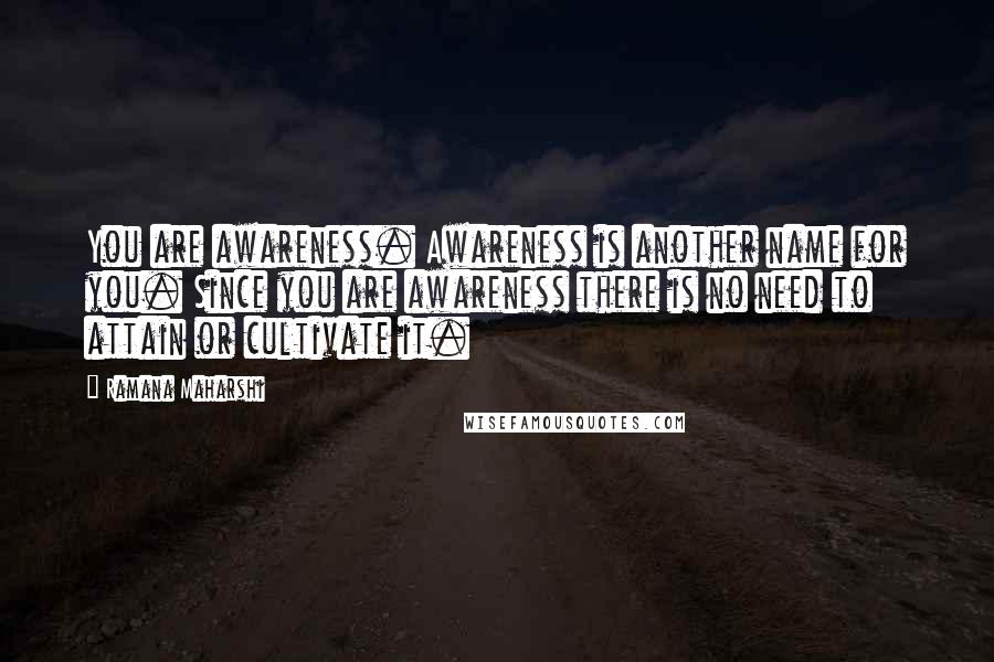 Ramana Maharshi Quotes: You are awareness. Awareness is another name for you. Since you are awareness there is no need to attain or cultivate it.