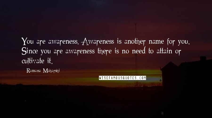 Ramana Maharshi Quotes: You are awareness. Awareness is another name for you. Since you are awareness there is no need to attain or cultivate it.
