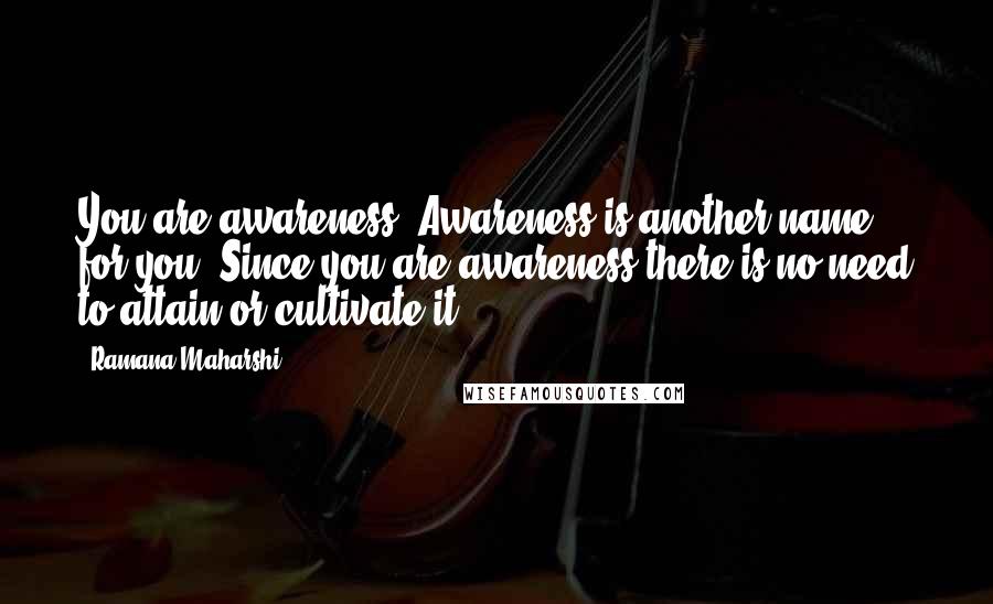 Ramana Maharshi Quotes: You are awareness. Awareness is another name for you. Since you are awareness there is no need to attain or cultivate it.