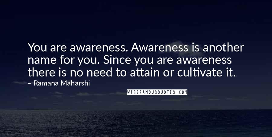 Ramana Maharshi Quotes: You are awareness. Awareness is another name for you. Since you are awareness there is no need to attain or cultivate it.