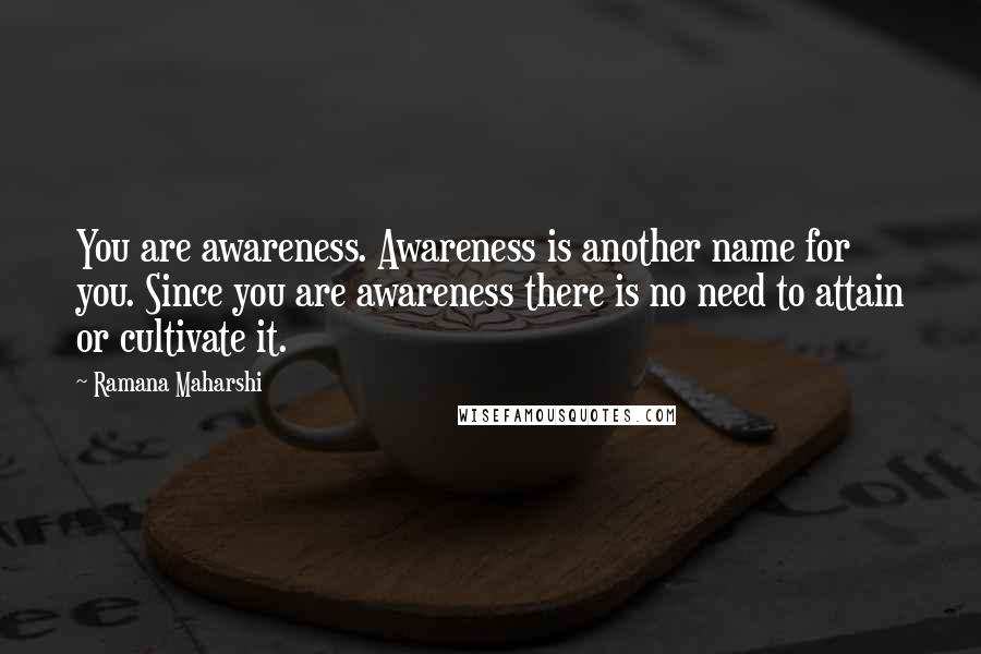 Ramana Maharshi Quotes: You are awareness. Awareness is another name for you. Since you are awareness there is no need to attain or cultivate it.