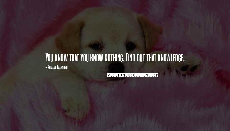 Ramana Maharshi Quotes: You know that you know nothing. Find out that knowledge.