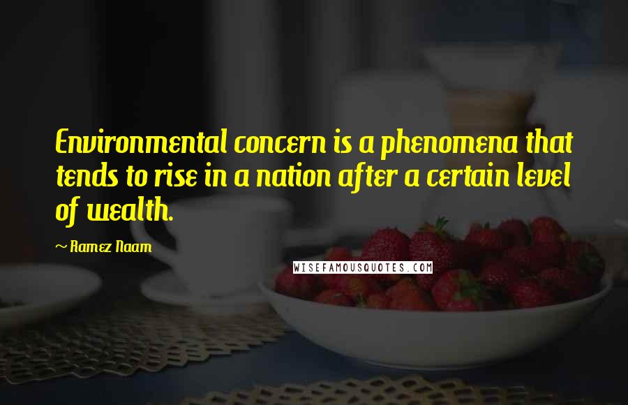 Ramez Naam Quotes: Environmental concern is a phenomena that tends to rise in a nation after a certain level of wealth.