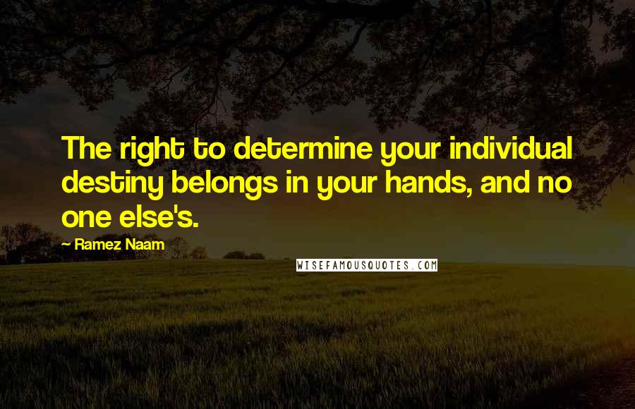 Ramez Naam Quotes: The right to determine your individual destiny belongs in your hands, and no one else's.