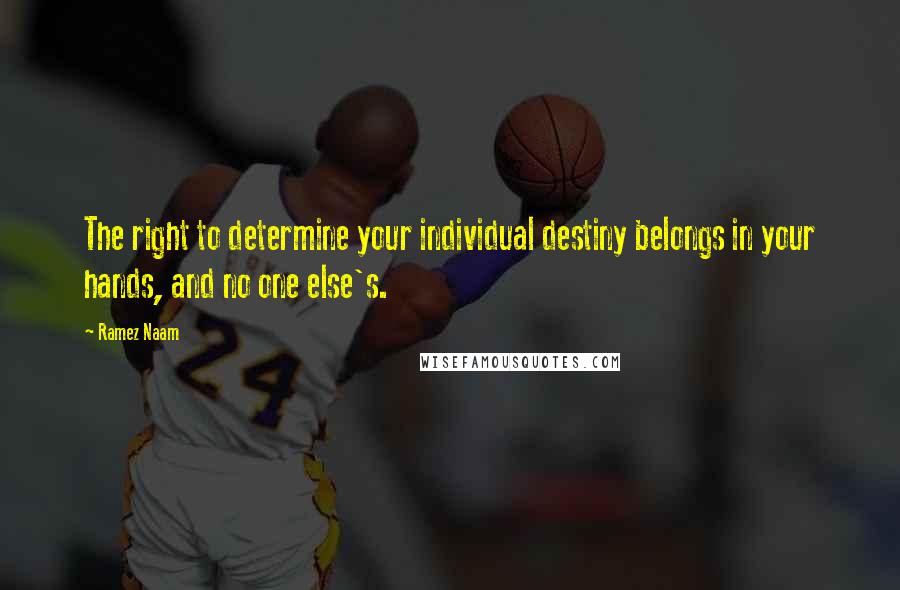 Ramez Naam Quotes: The right to determine your individual destiny belongs in your hands, and no one else's.