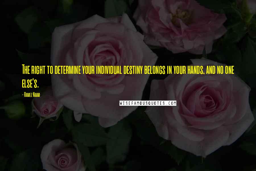 Ramez Naam Quotes: The right to determine your individual destiny belongs in your hands, and no one else's.