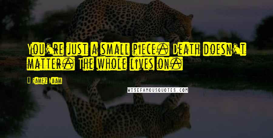 Ramez Naam Quotes: You're just a small piece. Death doesn't matter. The whole lives on.