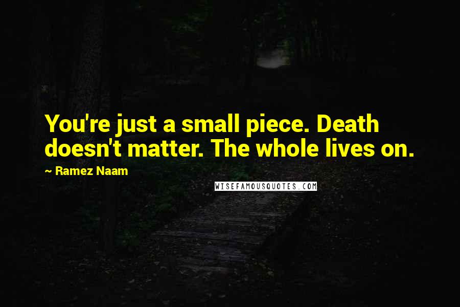 Ramez Naam Quotes: You're just a small piece. Death doesn't matter. The whole lives on.