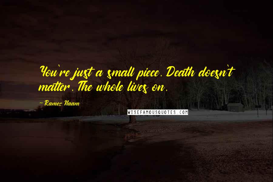 Ramez Naam Quotes: You're just a small piece. Death doesn't matter. The whole lives on.