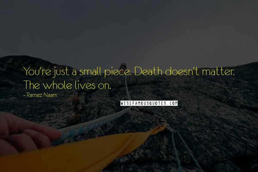 Ramez Naam Quotes: You're just a small piece. Death doesn't matter. The whole lives on.