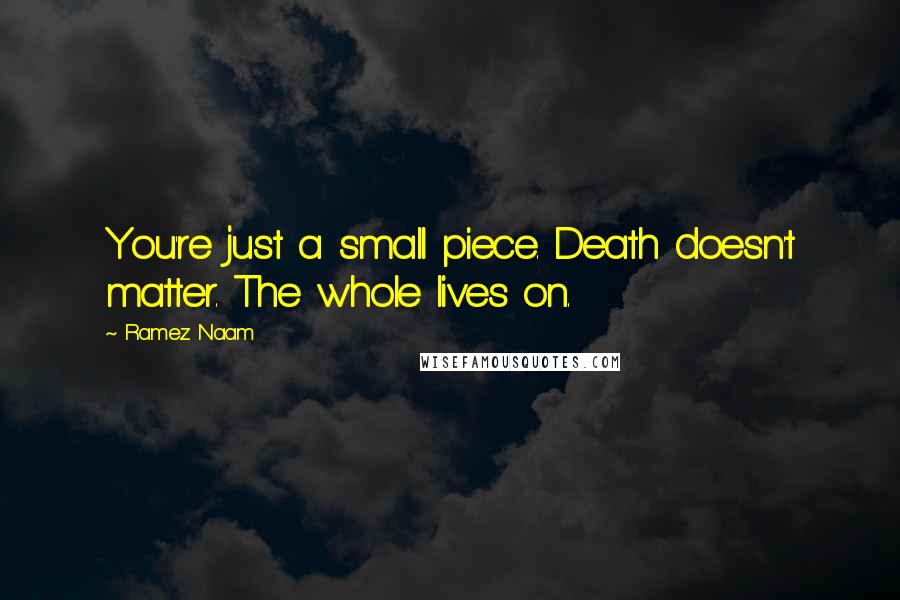 Ramez Naam Quotes: You're just a small piece. Death doesn't matter. The whole lives on.