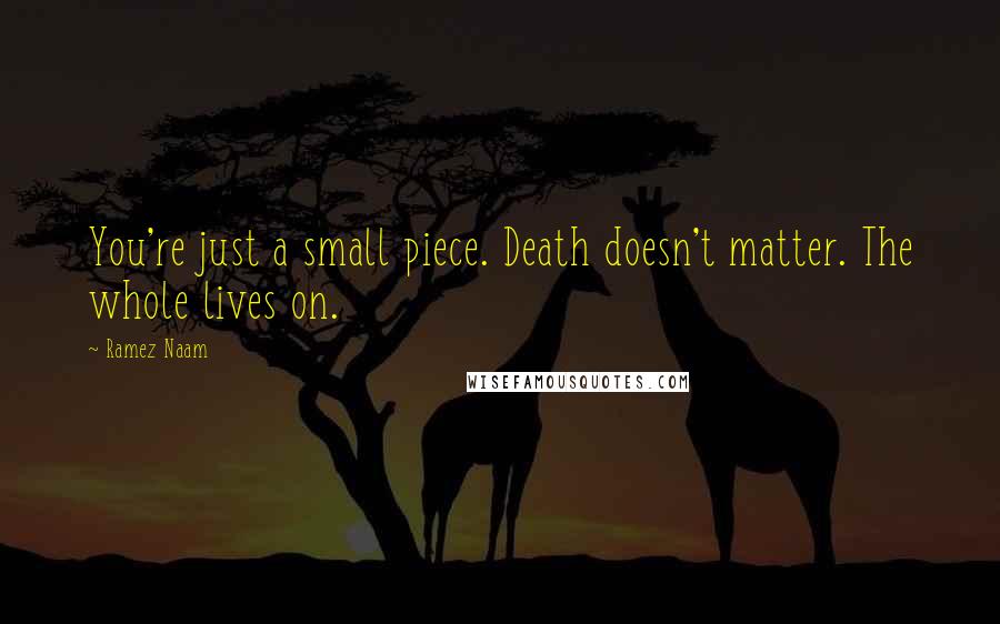 Ramez Naam Quotes: You're just a small piece. Death doesn't matter. The whole lives on.