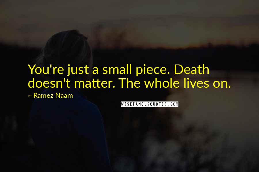 Ramez Naam Quotes: You're just a small piece. Death doesn't matter. The whole lives on.
