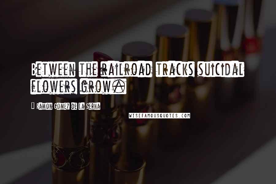 Ramon Gomez De La Serna Quotes: Between the railroad tracks suicidal flowers grow.