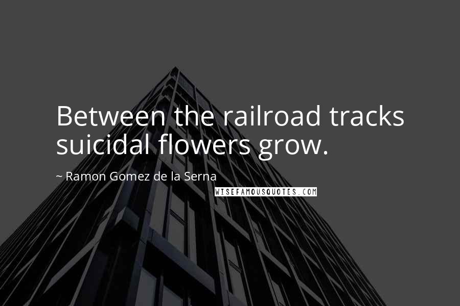 Ramon Gomez De La Serna Quotes: Between the railroad tracks suicidal flowers grow.