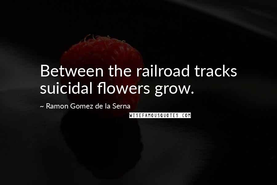 Ramon Gomez De La Serna Quotes: Between the railroad tracks suicidal flowers grow.