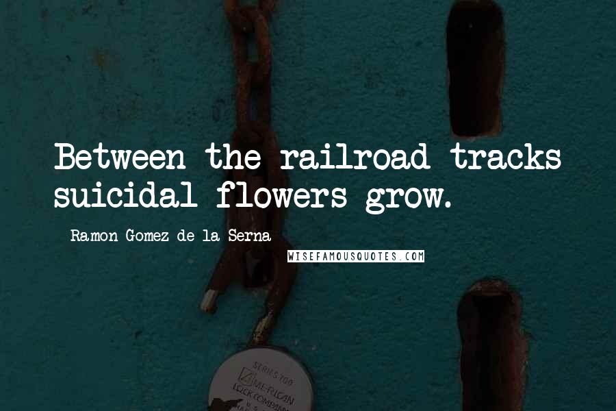 Ramon Gomez De La Serna Quotes: Between the railroad tracks suicidal flowers grow.