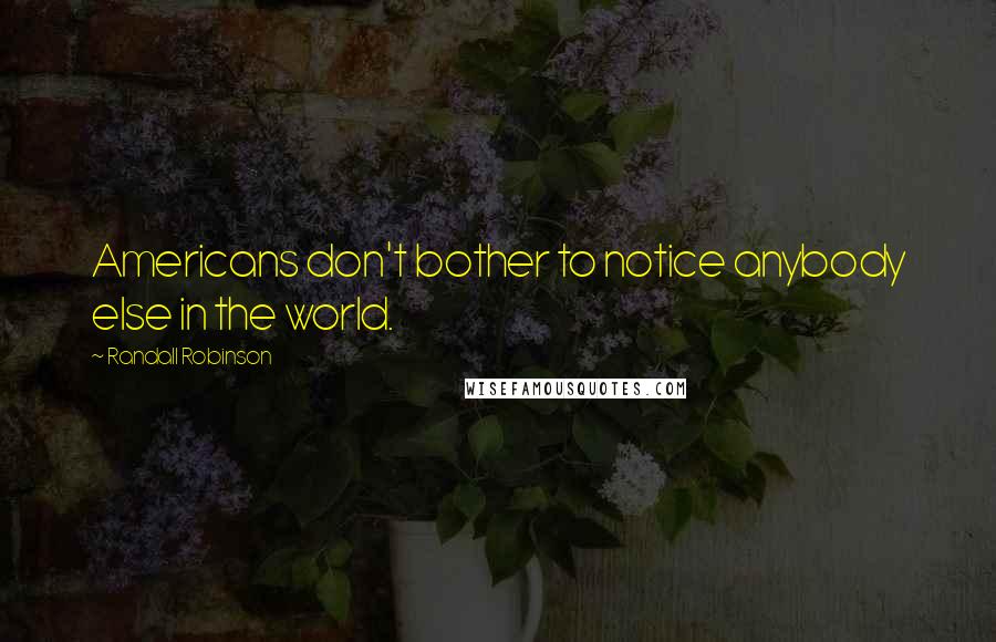 Randall Robinson Quotes: Americans don't bother to notice anybody else in the world.