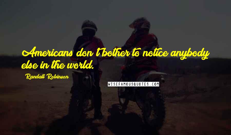 Randall Robinson Quotes: Americans don't bother to notice anybody else in the world.