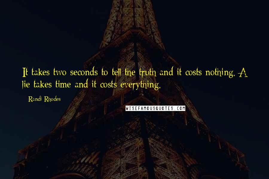 Randi Rhodes Quotes: It takes two seconds to tell the truth and it costs nothing. A lie takes time and it costs everything.