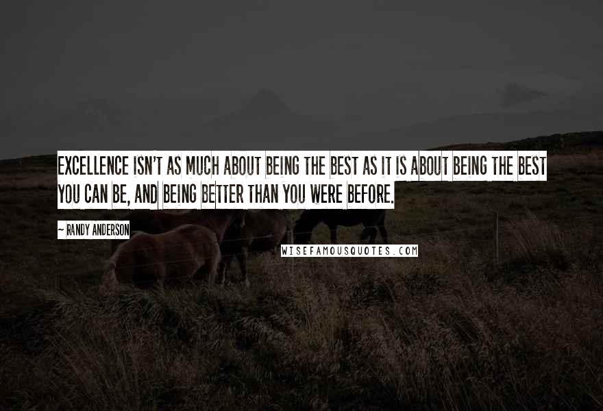 Randy Anderson Quotes: Excellence isn't as much about being the best as it is about being the best you can be, and being better than you were before.