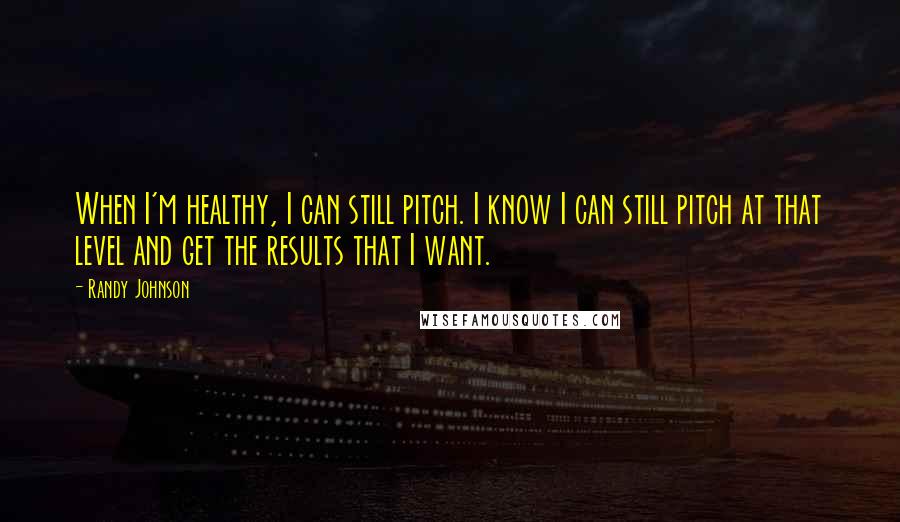 Randy Johnson Quotes: When I'm healthy, I can still pitch. I know I can still pitch at that level and get the results that I want.