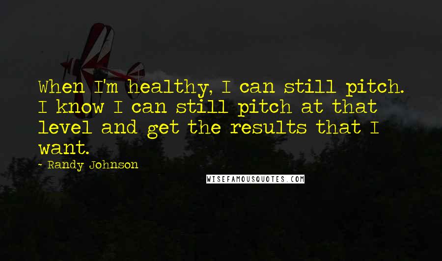 Randy Johnson Quotes: When I'm healthy, I can still pitch. I know I can still pitch at that level and get the results that I want.