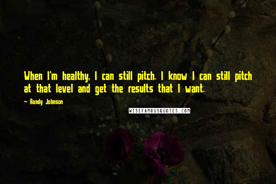 Randy Johnson Quotes: When I'm healthy, I can still pitch. I know I can still pitch at that level and get the results that I want.