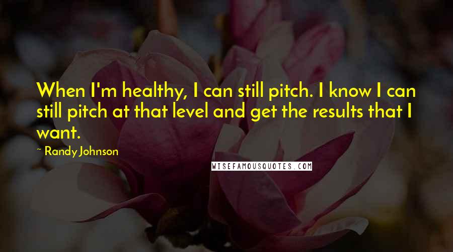 Randy Johnson Quotes: When I'm healthy, I can still pitch. I know I can still pitch at that level and get the results that I want.