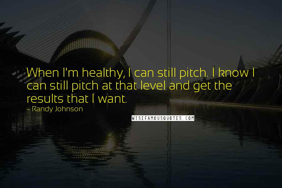 Randy Johnson Quotes: When I'm healthy, I can still pitch. I know I can still pitch at that level and get the results that I want.