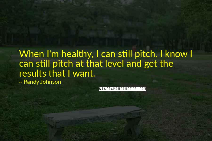 Randy Johnson Quotes: When I'm healthy, I can still pitch. I know I can still pitch at that level and get the results that I want.