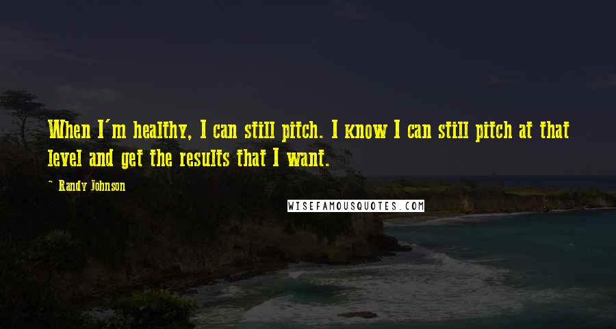 Randy Johnson Quotes: When I'm healthy, I can still pitch. I know I can still pitch at that level and get the results that I want.