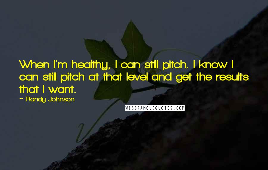 Randy Johnson Quotes: When I'm healthy, I can still pitch. I know I can still pitch at that level and get the results that I want.