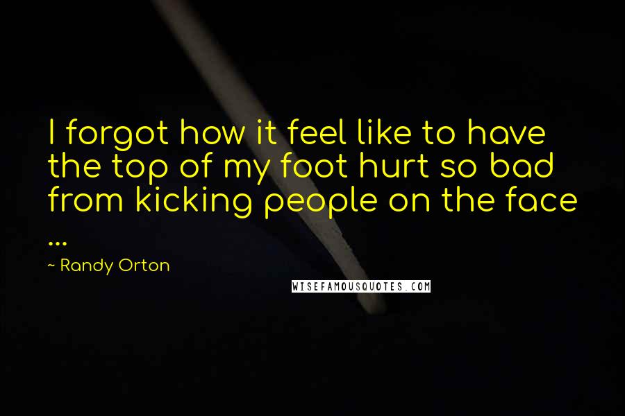 Randy Orton Quotes: I forgot how it feel like to have the top of my foot hurt so bad from kicking people on the face ...