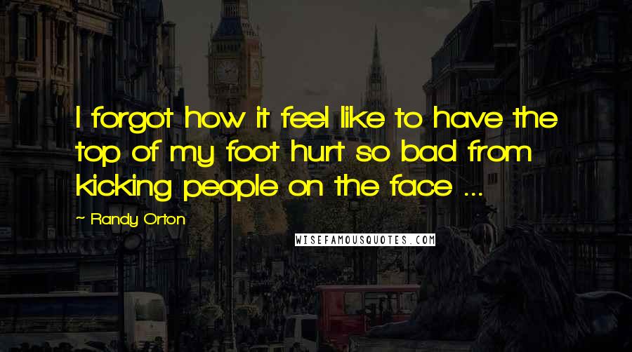 Randy Orton Quotes: I forgot how it feel like to have the top of my foot hurt so bad from kicking people on the face ...