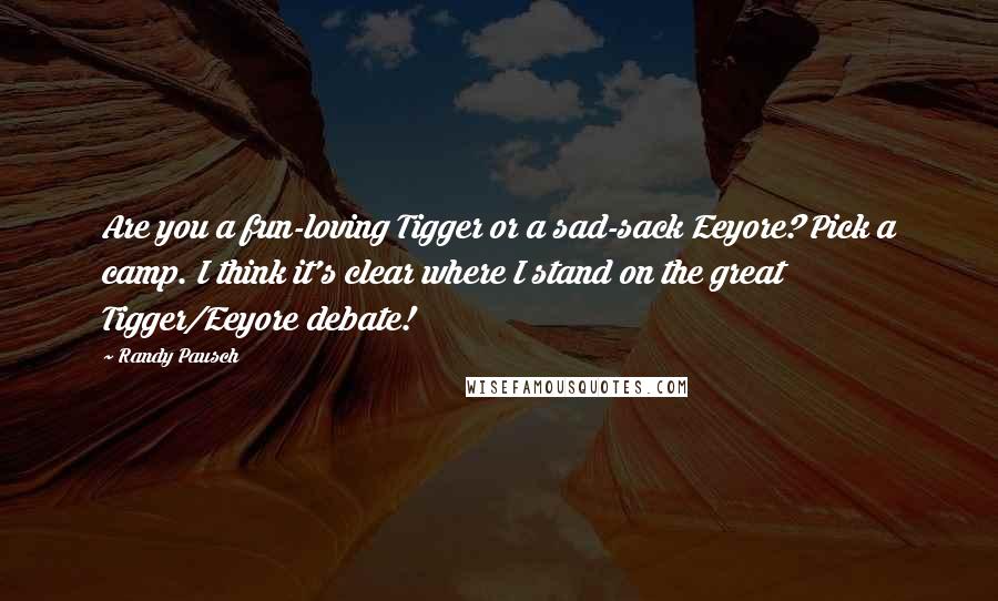 Randy Pausch Quotes: Are you a fun-loving Tigger or a sad-sack Eeyore? Pick a camp. I think it's clear where I stand on the great Tigger/Eeyore debate!