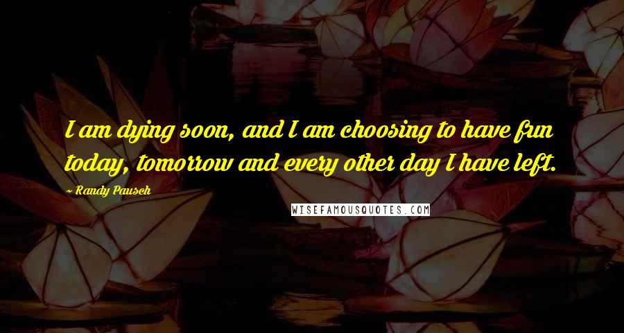 Randy Pausch Quotes: I am dying soon, and I am choosing to have fun today, tomorrow and every other day I have left.